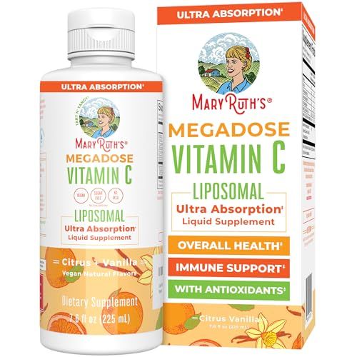 Liposomal Vitamin C by MaryRuth&#39;s | Immune Support Supplement | Vitamin C 500mg | Megadose Vitamin C Supplement | Skin Care | Liquid Vitamin C | Vitamin E | Vegan | Non GMO | 30 Servings