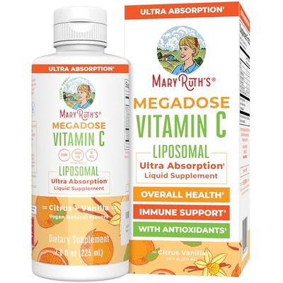 Liposomal Vitamin C by MaryRuth&#39;s | Immune Support Supplement | Vitamin C 500mg | Megadose Vitamin C Supplement | Skin Care | Liquid Vitamin C | Vitamin E | Vegan | Non GMO | 30 Servings
