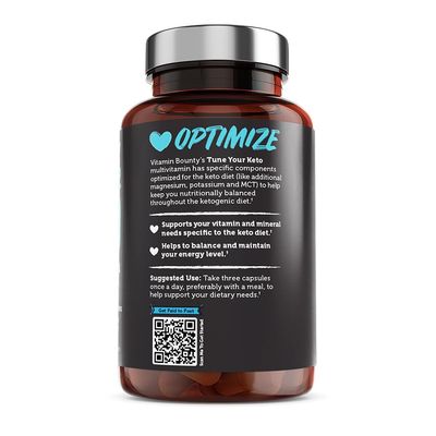 Vitamin Bounty Tune Your Keto Multivitamin - Keto-Specific Nutritional Support with Magnesium, Potassium, and MCT for Energy, Cramp Relief, and Nutrient Optimization - 90 Capsules