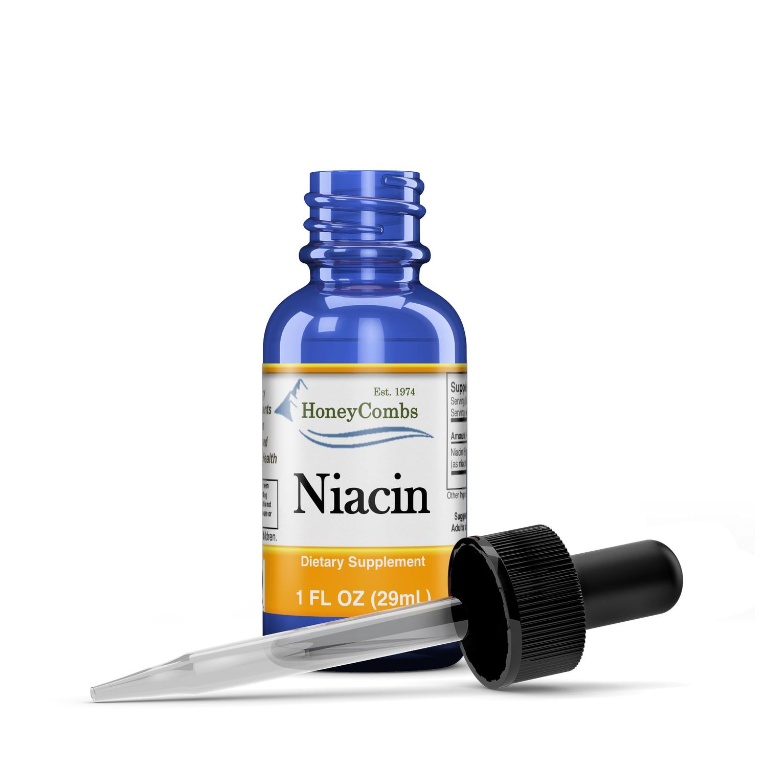 HoneyCombs Vitamin B3-Niacin 80mg Niacin Equivalent Drops - Vitamin B Liquid Niacin Drops - Alcohol-Free, Non-GMO Niacin Supplement 1oz
