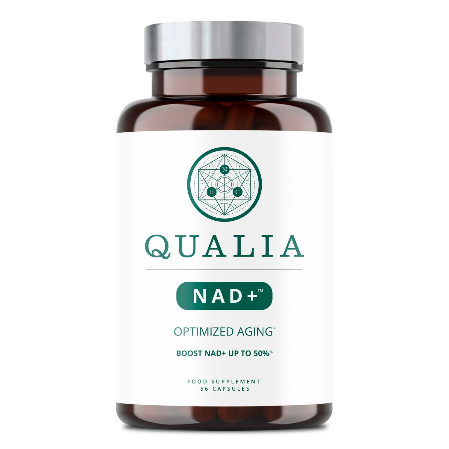 Qualia NAD+ Nicotinamide riboside nr Supplement, Can Boost NAD+ Levels up to 50% with: NR (nicotinamide riboside from NIAGEN), Niacin &amp; Niacinamide - Vegan (56 Caps), (1 Month Supply)
