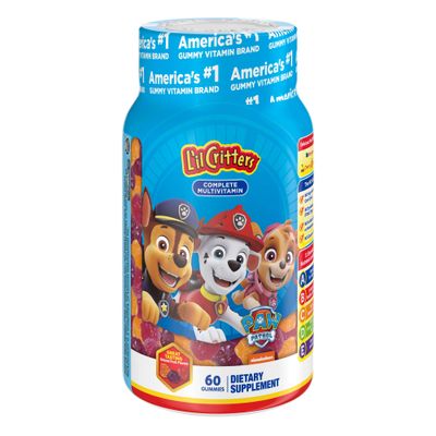 Lil Critters Paw Patrol Gummy Vites Daily Gummy Multivitamin for Kids, Vitamin C, D3 for Immune Support Cherry, Orange and Blueberry Flavors, 60 Gummies