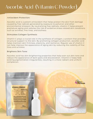 Talsen Chemicals Pure Vitamin C Powder Organic (8 Oz / 226 g) Ascorbic Acid Powder Powerful Antioxidant for Skin DIY Skin Care