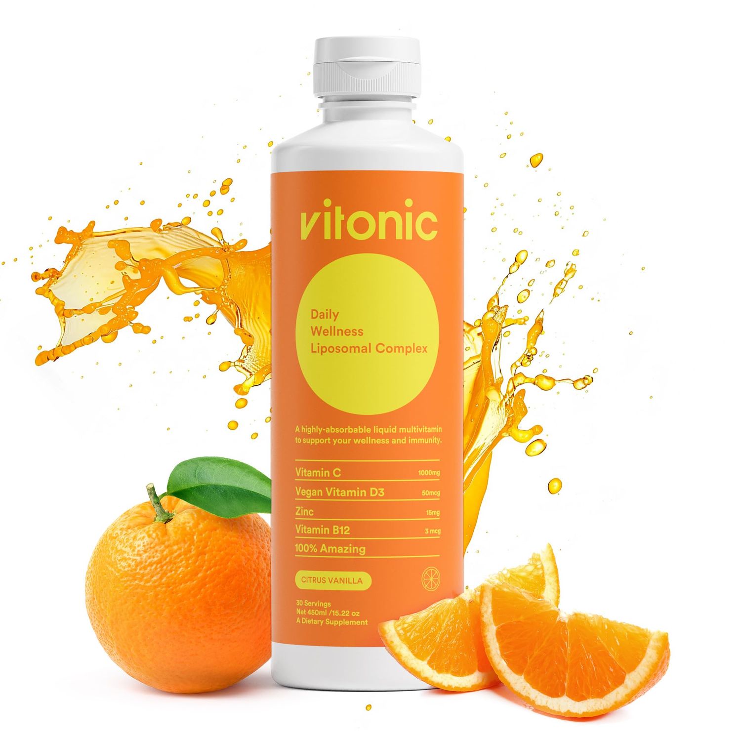 VITONIC Liposomal Multivitamin - Vitamin C 1000mg, D3, B12 &amp; Zinc Supplements - High Absorption, Daily Immune Support (30 Servings)