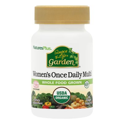 Natures Plus Source of Life Garden Certified Organic Womens Once Daily Multivitamin - 30 Vegan Tablets - Pure, Natural Whole Food Ingredients - Energy Boost - Vegetarian, Gluten-Free - 30 Servings