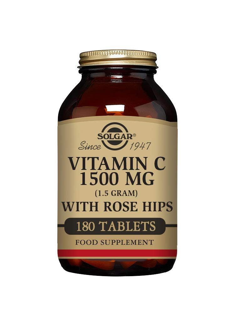 Solgar Vitamin C 1500 mg with Rose Hips, 180 Tablets - Antioxidant &amp; Immune Support - Overall Health - Supports Healthy Skin &amp; Joints - Non GMO, Vegan Gluten Free, Dairy Free, Kosher - 180 Servings