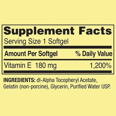 jogi Vitamin E Dietary Supplement, 180 mg, Bottle Contains 100 Soft gels100 Count