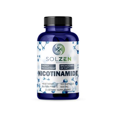 Pure Affinity LLC B3 Nicotinamide 500 mg Effective Flush-Free Niacin. Energy Booster, Cell Regenerator, That Supports Cognitive Decline, Anti-Aging and Helps Breaks Down Carbs &amp; Fats (100 Count)