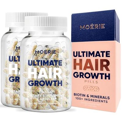 Moerie Hair Growth Supplement for Women &amp; Men - Hair Skin and Nails Vitamins With Biotin, Q10 &amp; Minerals - For Thicker, Fuller Hair &amp; Hair Loss Treatment - Advanced Beadlet Delivery System - 120 Pills
