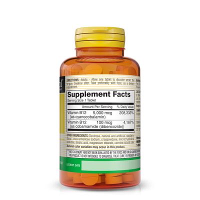 MASON NATURAL Vitamin B12 5,000 mcg (Cyanocobalamin) - Supports Conversion of Food into Energy, Dissolves Under Tongue (Raspberry Flavor), 30 Tablets