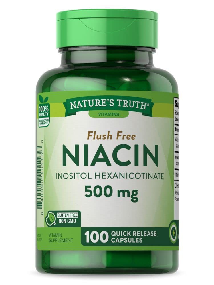 Nature&#39;s Truth Flush Free Niacin 500 mg 100 Caps, 100 Count