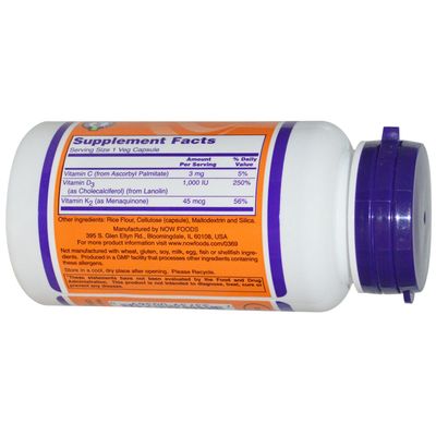 Vitamin D-3 &amp; K-2 120 VegiCaps (Pack of 2)