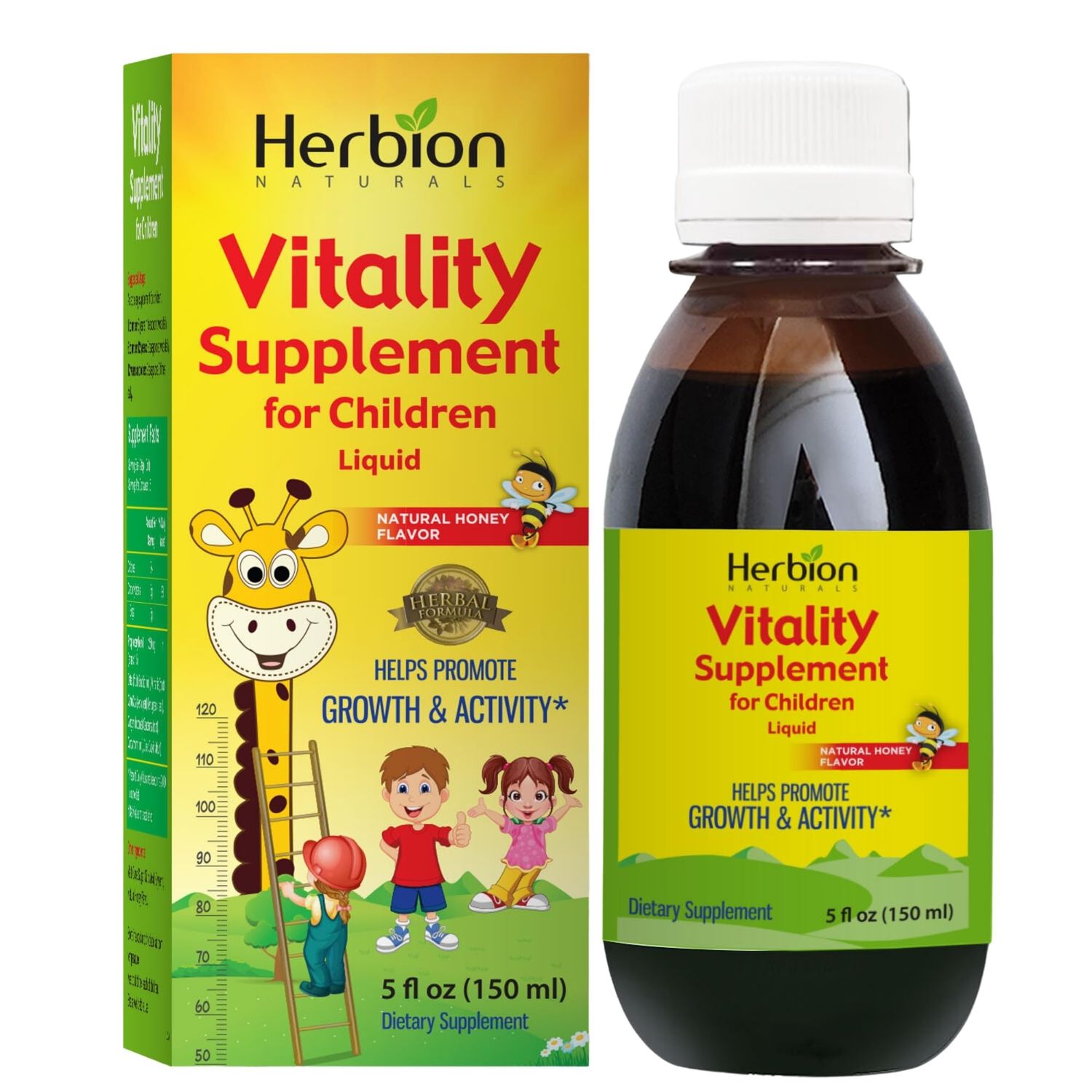 Herbion Naturals Vitality Supplement for Children - Promotes Growth and Appetite - Relieves Fatigue - Improves Mental and Physical Performance - Boosts Energy - 5 fl oz. - for Kids 1 Year and Above