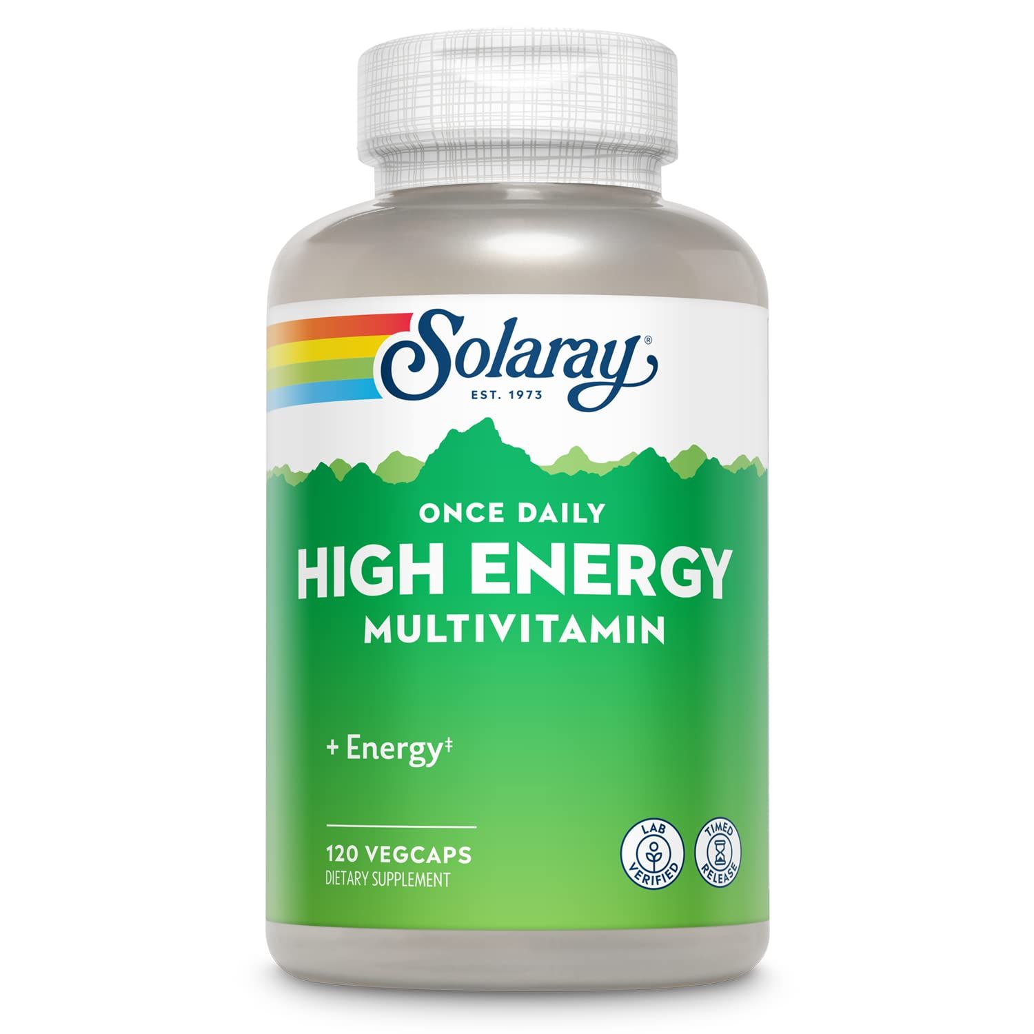 SOLARAY High Energy Multivitamin | Once Daily, Timed-Release Formula | Whole Food &amp; Herb Base | Non-GMO