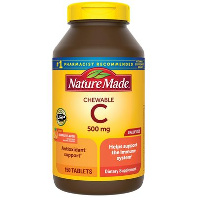 Nature Made Chewable Vitamin C 500 mg Tablets, 150 Count Value Size to Help Support the Immune System
