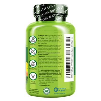 NATURELO One Daily Multivitamin for Women - Energy Support - Whole Food Supplement to Nourish Hair, Skin, Nails - Non-GMO - No Soy - Gluten Free - 60 Capsules - 2 Month Supply