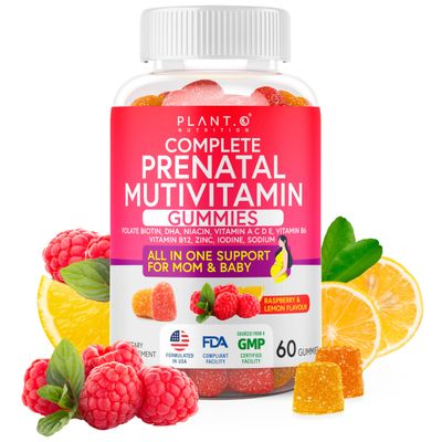 PLANT.O NUTRITION Prenatal Gummies for Women with DHA, Folate, Vitamin B C D | Delicious Multivitamin Blend for Fetal and Neural Support, Bones, Energy &amp; Immunity During Pregnancy