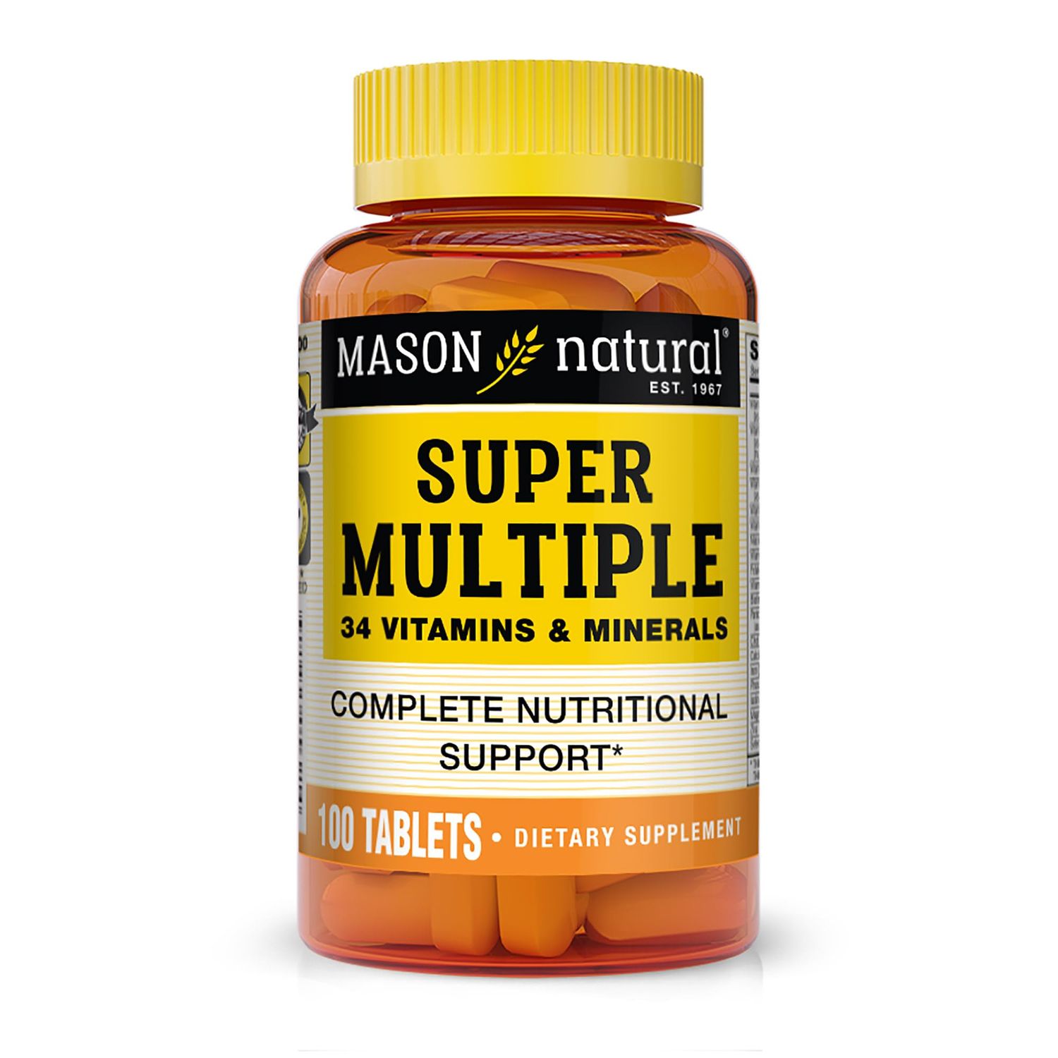 MASON NATURAL Super Multiple 34 Vitamins and Minerals - Complete Nutritional Support, All in One Multivitamin, Supports Overall Health, 100 Tablets