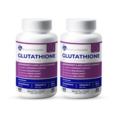 RAPHA HEALTH - Twin Pack Glutathione Enhanced with Vitamin C &amp; Zinc | Advanced Antioxidant &amp; Immune Support | Detox &amp; Skin Health Formula | 120 Tablets - Two (2) Month Supply