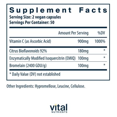 Vital Nutrients Aller-C | Vegan Respiratory and Sinus Function Support*| Isoquercitrin, Bromelain, Bioflavonoids, &amp; Vitamin C | Gluten, Dairy, Soy Free Supplement | 100 Capsules