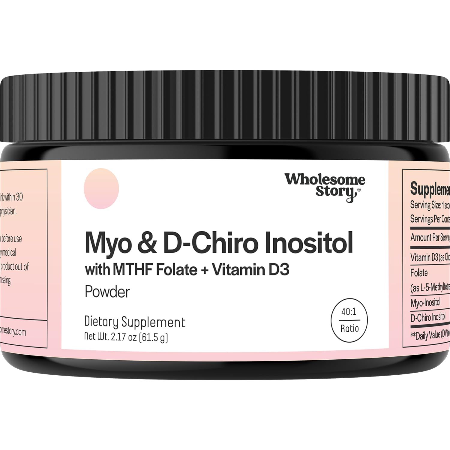 Inositol Supplement Powder with MTHF Folate + Vitamin D3 | Myo-Inositol &amp; D-Chiro Inositol | Hormonal Balance &amp; Healthy Ovarian Support | Vitamin B8 | Alternative to Inositol Capsules | 30-Day Supply