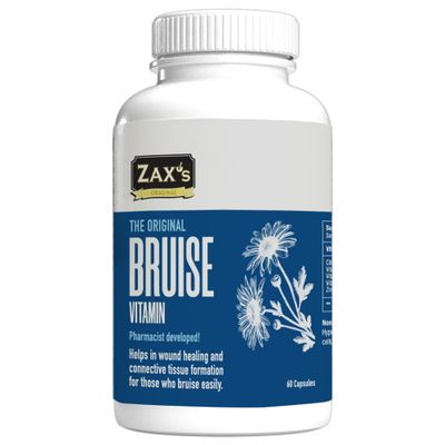 ZAX&#39;S ORIGINAL Bruise Vitamin Pharmacist Developed Bruising Supplements Potent Bruising Swelling Reducer, Zinc, Vitamin K, D3, Ascorbic Acid, Citrus Bioflavonoids, 60 Caps, Combine Arnica Bruise Cream