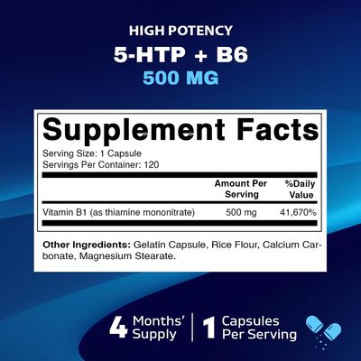 Vitamatic Vitamin B1 (Thiamine) 500mg, 120 Capsules
