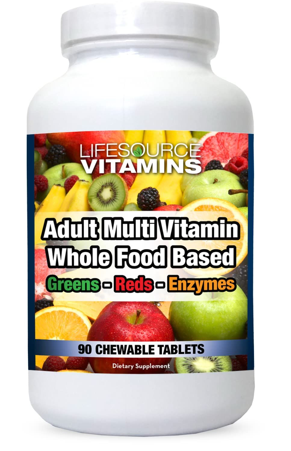 LifeSourceVitamins LifeSource Vitamins Adult Multi Vitamin (Whole Food Based) Immune Boosting Phyto Greens &amp; Reds (Adults/Seniors) (90)