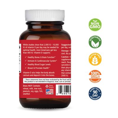 PURE ESSENCE LABS Vitamin D 2000 IU - Best Immune Support for Adults - Organic &amp; Nature Vitamins - Immunity Booster &amp; Dietary Supplements (30 Capsules)