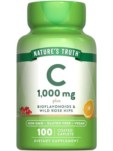 Nature&#39;s Truth Vitamin C Bioflavonoids &amp; Rose Hips | 1000mg | 100 Caplets | Vegetarian, Non-GMO, &amp; Gluten Free Supplement