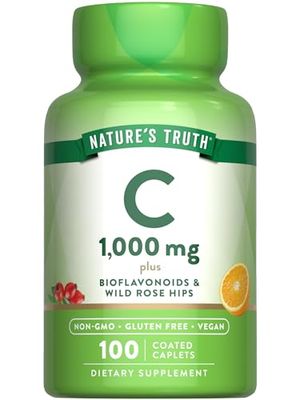 Nature&#39;s Truth Vitamin C Bioflavonoids &amp; Rose Hips | 1000mg | 100 Caplets | Vegetarian, Non-GMO, &amp; Gluten Free Supplement