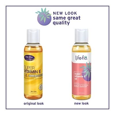 LIFE-FLO Super Vitamin E Oil 5000IU with 8 Vitamin E Compounds | Skin &amp; Antioxidant Support | Soothing Hydration | 4 Oz | Pack of 2
