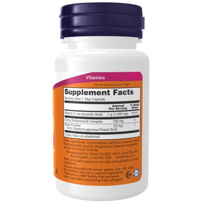 NOW Foods Supplements, Vitamin C-1,000 with Rose HIPS &amp; Bioflavonoids, Antioxidant Protection*, 30 Veg Capsules