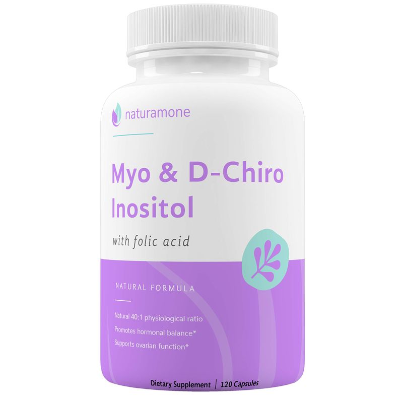 Naturamone Myo-Inositol &amp; D-Chiro Inositol Blend with 100% of Daily Folate - 40:1 Physiological Ratio - Polycystic Ovary Syndrome (PCOS), Hormonal Balance and Ovarian Support 120 Capsules