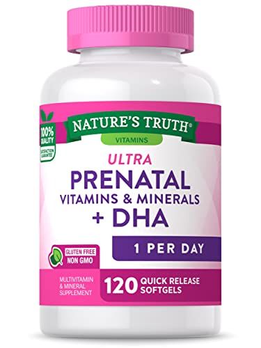 Nature&#39;s Truth Prenatal Vitamin for Women | 120 Softgels | Non-GMO &amp; Gluten Free Multivitamin Supplement with DHA and Folic Acid