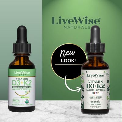 Vitamin D3 and Vitamin K2 Liquid Drops - Baby Vitamin D Drops for Infants w/ Vitamin K for Optimal Absorption - Vitamin D3 K2 Supplement w/ Organic MCT Oil Supports Healthy Bones, Brain, Immune System