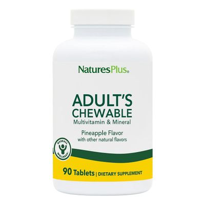 Natures Plus Adult&#39;s Chewable Multivitamin - 90 Vegetarian Tablets - Pineapple Flavor - Natural Whole Foods Supplement for Overall Health, Energy - Gluten-Free - 90 Servings