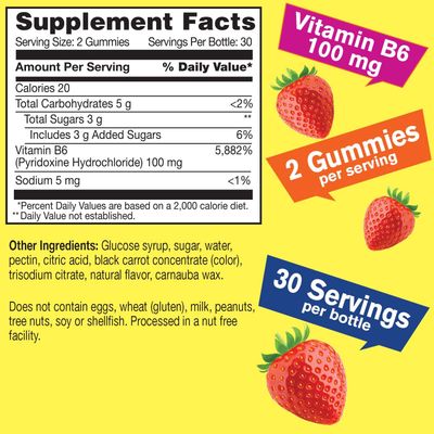 WellYeah High Potency Vitamin B6 Gummies - Promotes Nerve Health, Cognitive Function, Mood Regulation, Immune Support, and Cardiovascular Health - Vegan, Non-GMO, Gluten-Free - 60 Count