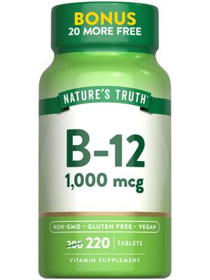 Nature&#39;s Truth B12 Vitamin Tablets | 1000 mcg | 220 Count | Non-GMO &amp; Gluten Free Supplement