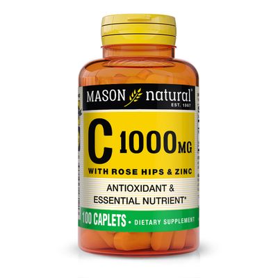 MASON NATURAL Vitamin C 1000 mg with Rose HIPS and Zinc - Supports a Healthy Immune System, Antioxidant and Essential Nutrient, 100 Caplets