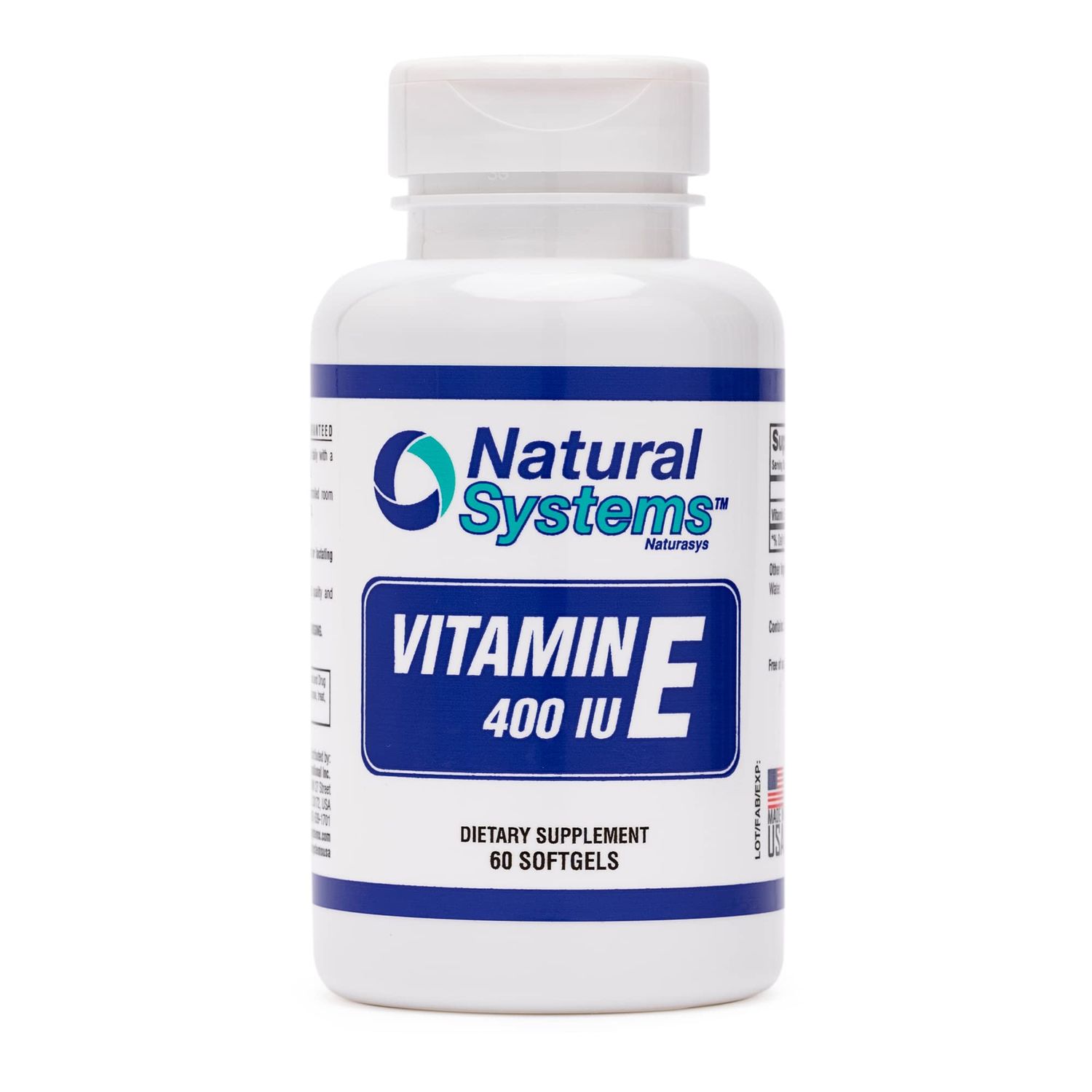 Vitamin E 60 Softgels 400 IU by Natural Systems - Vitamin E Supplements Immune System Support * - Vitamin E Softgels Skin Care - Natural Vitamin E Non-Sugar, Non-Artificial Flavors or Preservatives