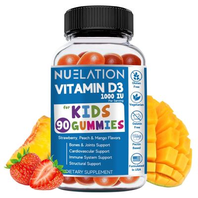 NUELATION Kids Vitamin D Gummies (90 Day Supply) Vitamin D3 for Kids (1000IU) to Support Bones, Joints, Muscle Functions &amp; Immune System. Delicious &amp; Vegetarian Vitamin D for Kids