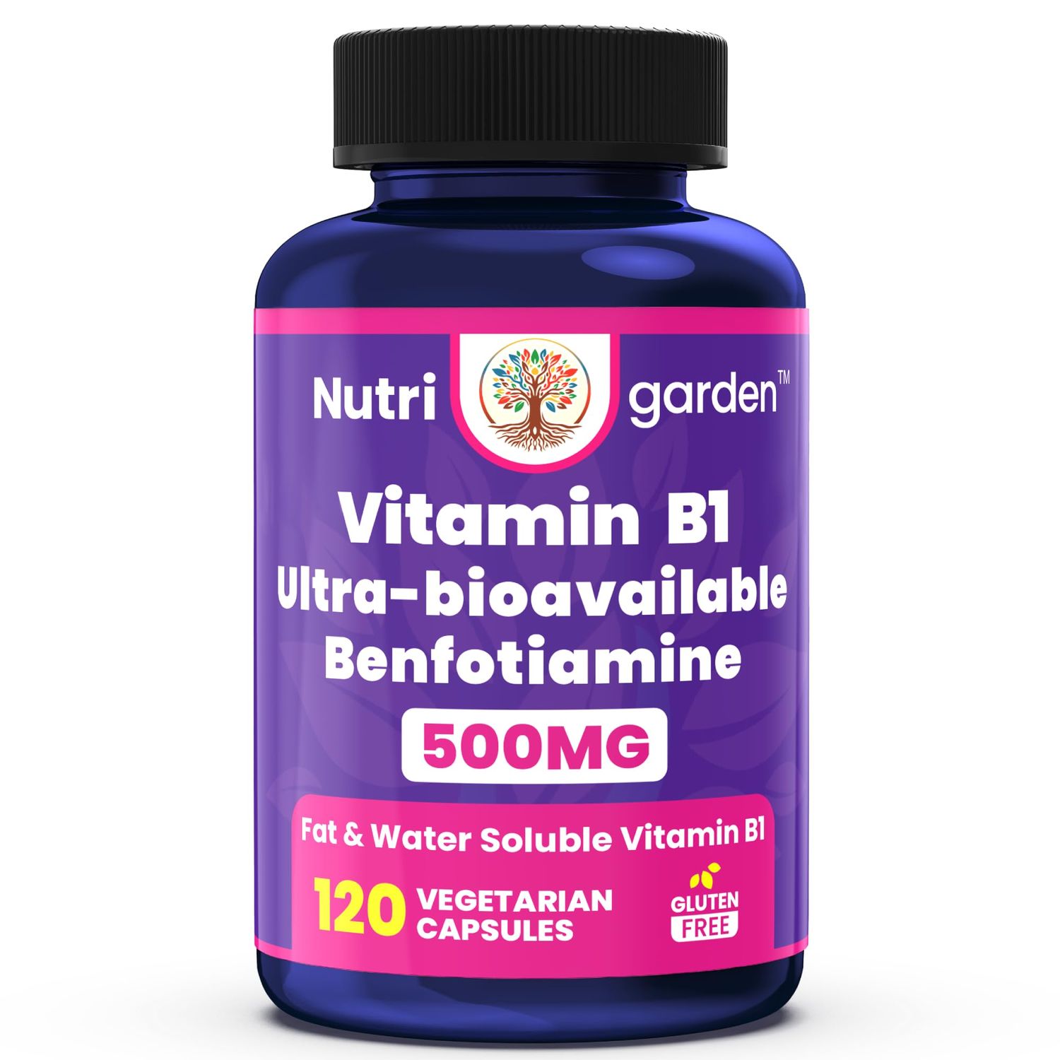 NoMiLu Benfotiamine 500mg | 120 Vegetarian Capsules | Fat Soluble Thiamine Vitamin B1 | Supports Overall Health | Non-GMO | Gluten Free