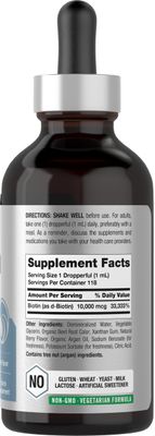 Horbach Biotin Liquid Drops 10000mcg | 4 fl oz | Berry Flavor | Vegetarian, Non-GMO &amp; Gluten Free Supplement