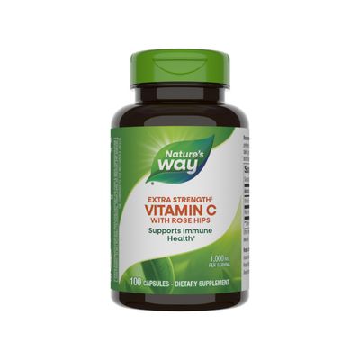 Nature&#39;s Way Extra Strength** Vitamin C with Rose HIPS, Supports Immune Health*, Collagen Production*, High Potency Vitamin C, 100 Capsules (Packaging May Vary)