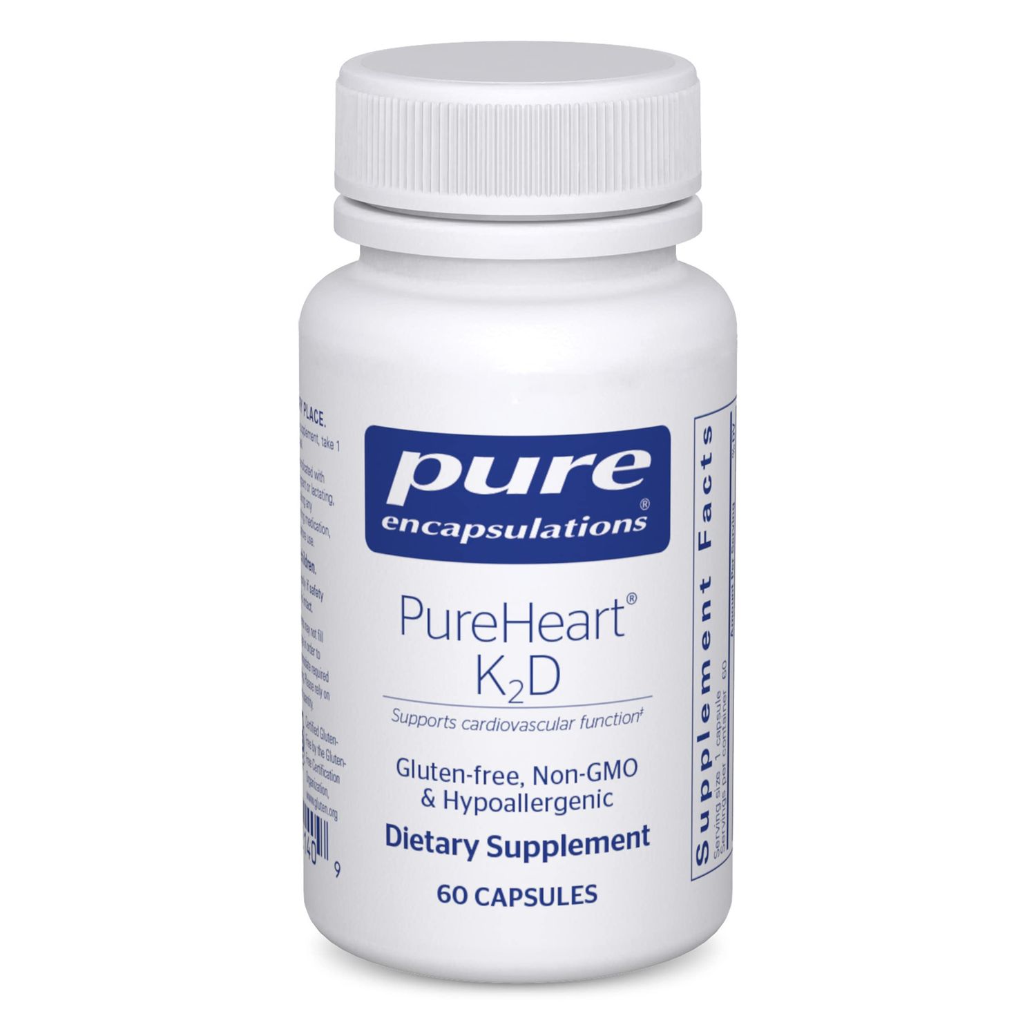 Pure Encapsulations PureHeart K2D - Heart Health Supplement* - with Vitamin K2 &amp; D3 - Cholecalciferol Vitamin D &amp; MK-7 - Non-GMO &amp; Vegetarian - 60 Capsules