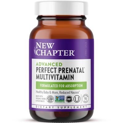 New Chapter Advanced Perfect Prenatal Vitamins, 96ct, Made with Organic, Non-GMO Ingredients for Healthy Baby &amp; Mom - Folate (Methylfolate), Whole-Food Fermented Iron, Vitamin D3 + Ginger