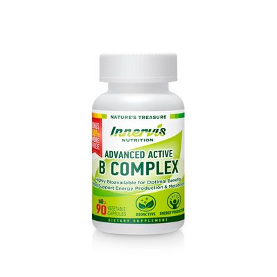 INNERVISNUTRITION Advanced Active Vitamin B-Complex - Highly Bioavailable for Energy, Brain &amp; Heart Health - 90 Veggie Capsules - 45 Day Supply