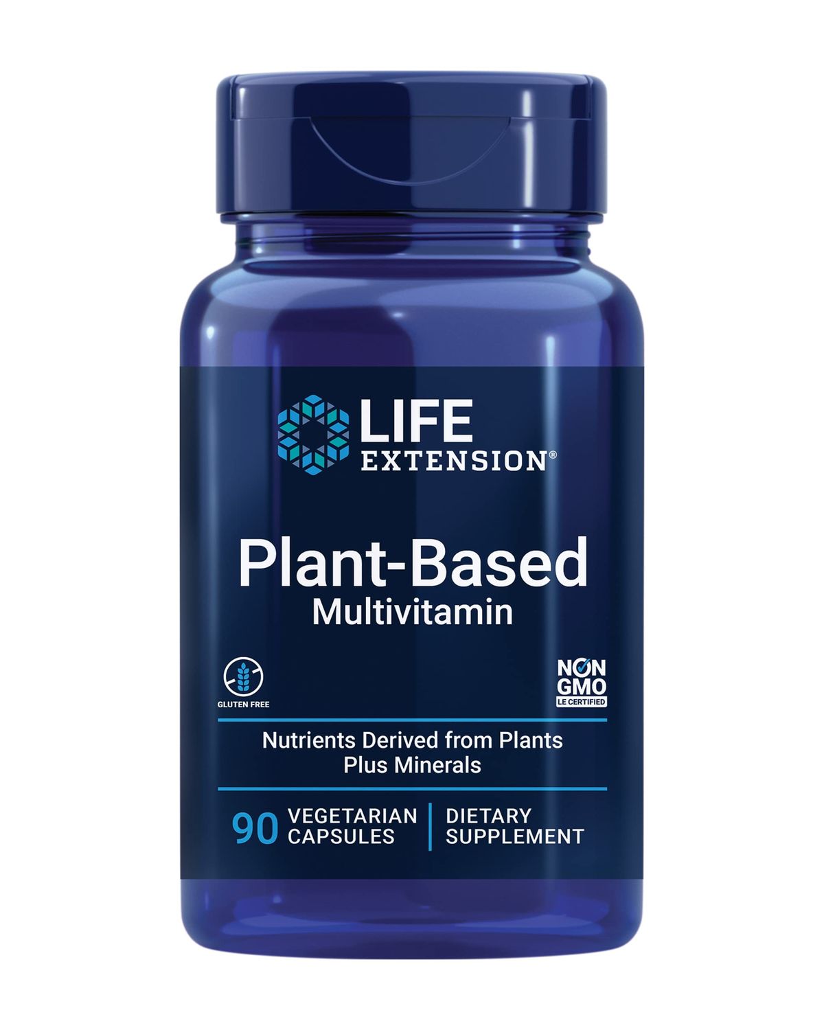 Life Extension Plant-Based Multivitamin - Plant Derived Vitamins and Minerals Supplement for General Health - Nutrients from Fruits &amp; Veggies - Gluten-Free, Non-GMO, Vegetarian - 90 Capsules