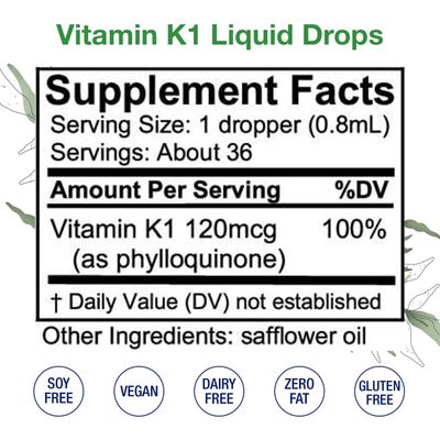 HoneyCombs Vitamin K1 Liquid - Alcohol-Free Oral Vitamin K1 Drops - Liquid Vitamin K - Vegan, Non-GMO Vitamin Liquid Extract for Internal & External Use - 1 Fl Oz
